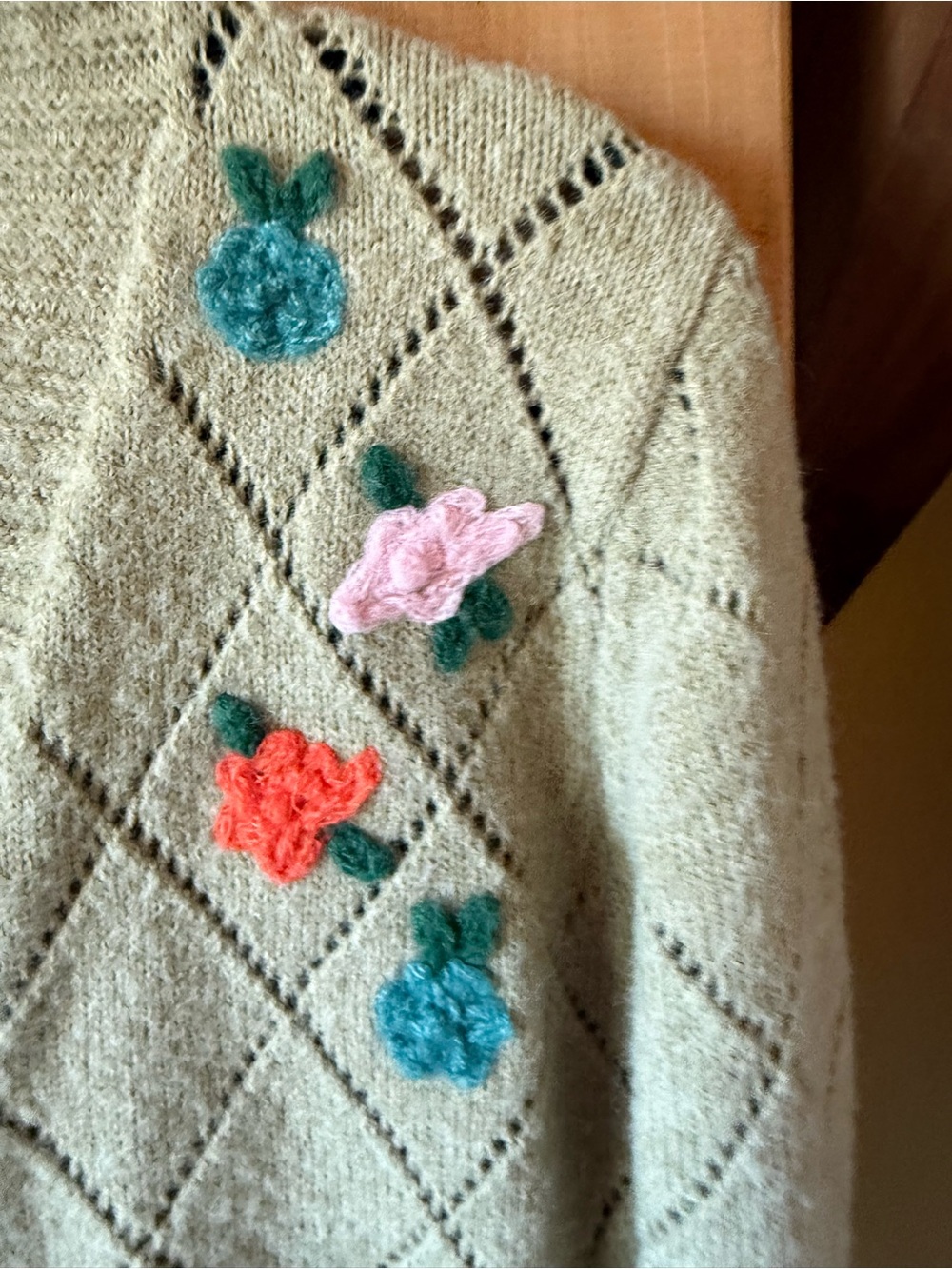 Hyfve Floral Embroidered Cropped Cardigan Sweater Small - Picture 3 of 10